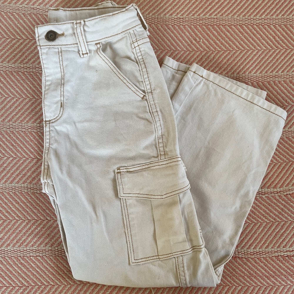 Art Class Girls Khaki Cargo Wide Leg Jeans